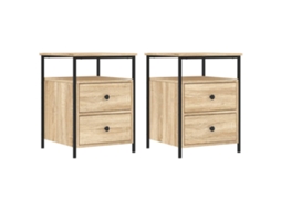 Bedside Cabinet, Bedside Cabinets Vidaxl Marrom Madeira Processada (n/a)
