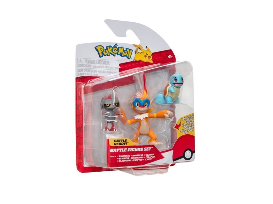 Figura De Batalha Jazwares Pkw3058 Conjunto De 3 Figuras Pokémon