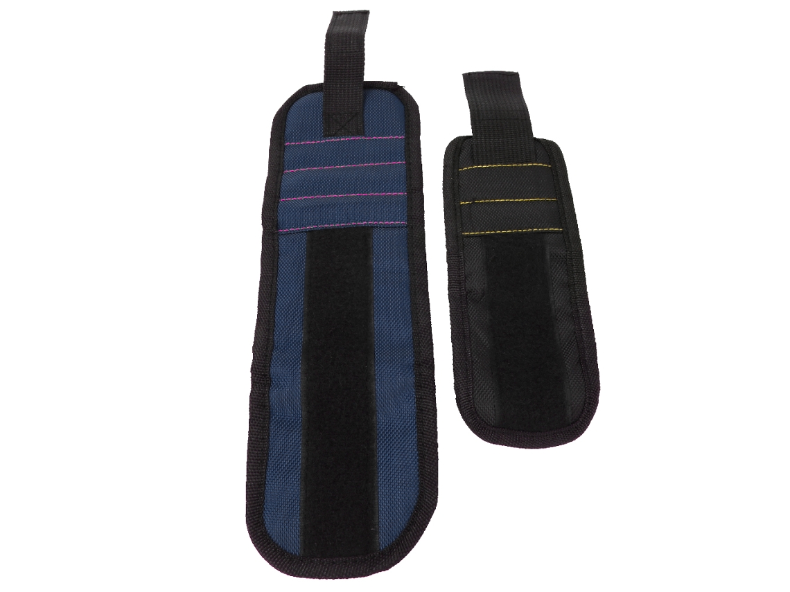 Pulseira magnética para ferramentas com estojo para parafusos, pregos, porcas e brocas (azul)