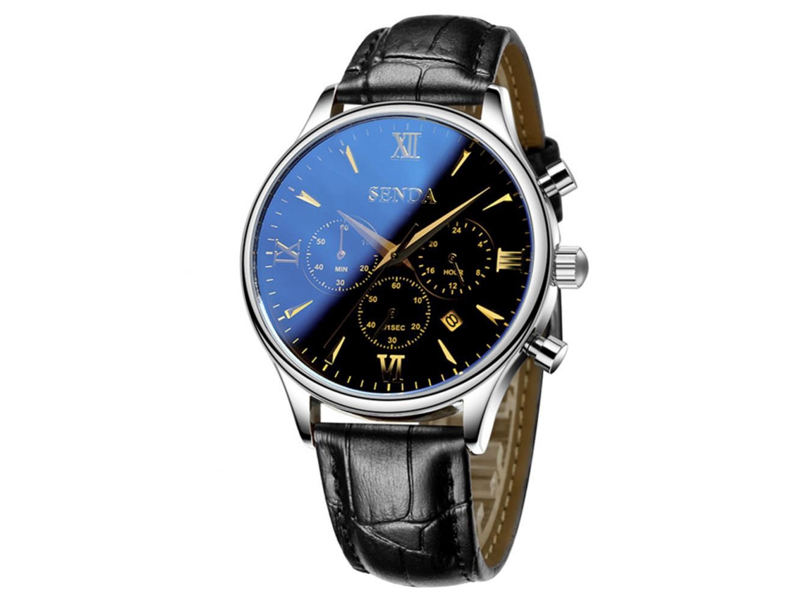 Reloj De Pulsera Analógico De Cuarzo Casual Empresarial Hombre Con Correa Pu Impermeable