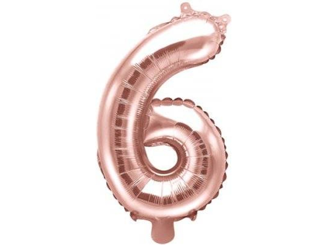 Balão PARTYDECO número 6 Foil 35cm Rose Gold