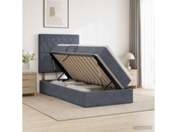 Vidaxl Cama Com Arrumação E Colchão Cinzento-escuro 90 X 190 Cm Veludo