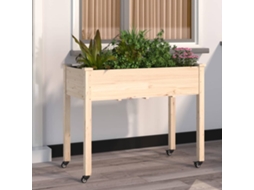 Vidaxl Floreira C/ Forro E Rodas 118x59x80 Cm Madeira De Abeto Maciça