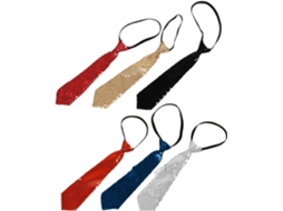 Conjunto De 6 Gravatas Lisas Com Lantejoulas E Fecho De Zíper Pré-amarrado, Cores Sortidas.