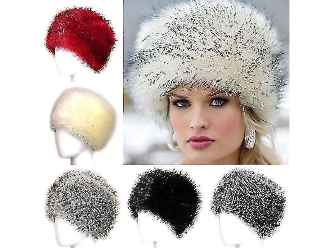 2026 gorro de Invierno para Mulher de Cabelo Falso Fluffy Espesso Quente para Ski e Várias Ocasiões Vinho Tinto