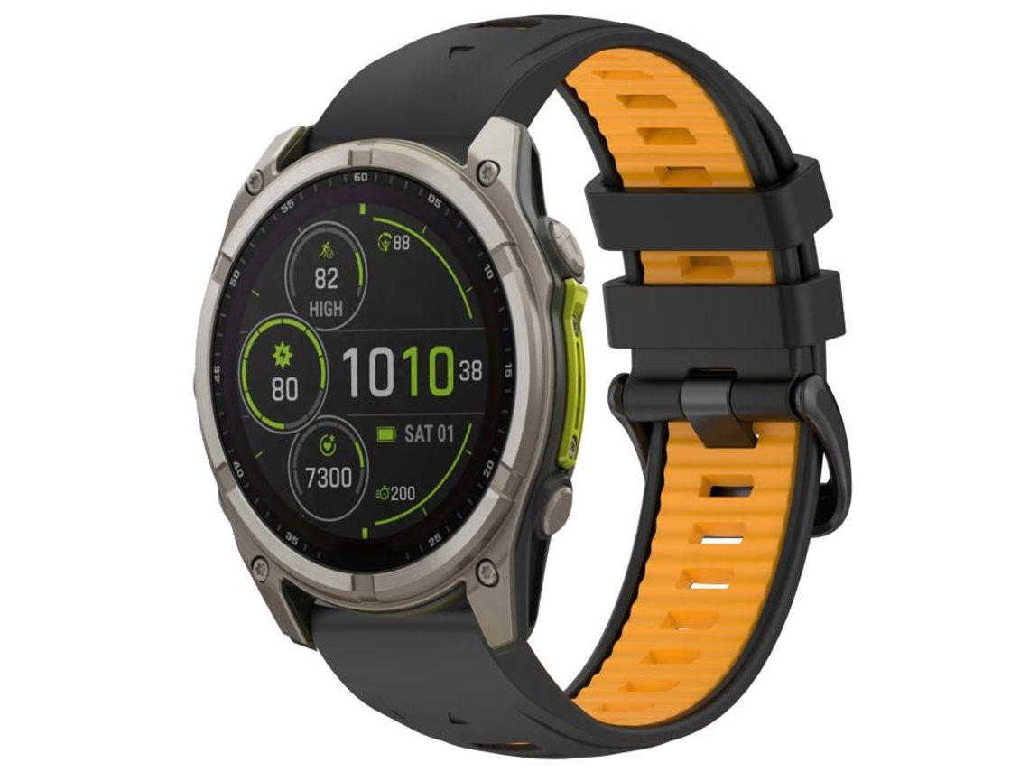 Bracelete para Garmin Silicone com Fivela de Aço Liberação Rápida Duas Cores Preto e Laranja XIAOMOYU (22mm)