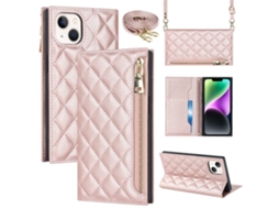 Capa Quedas Pega Para Iphone 14 Pele Sintética Rosa
