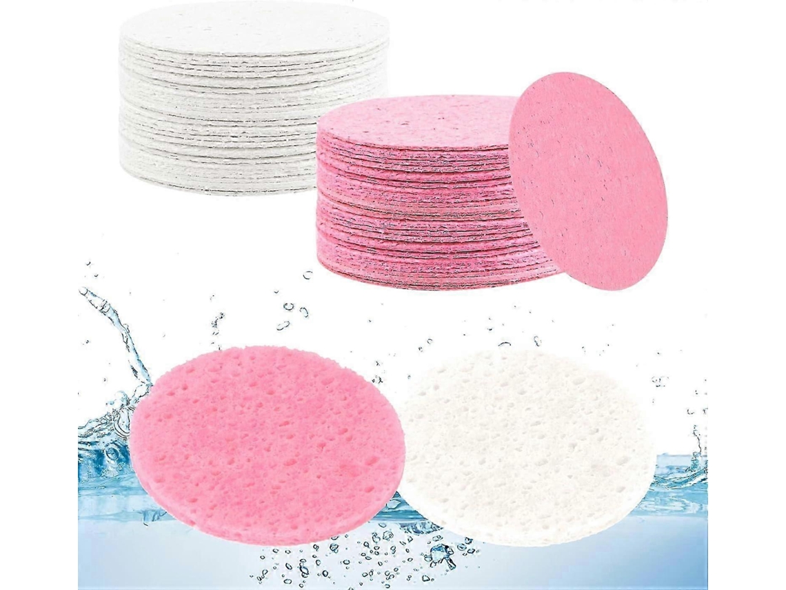 60 Esponjas Faciais Brancas Comprimidas Para Limpeza Facial, Remoção De Maquiagem E Esfoliação (6,35 Cm)