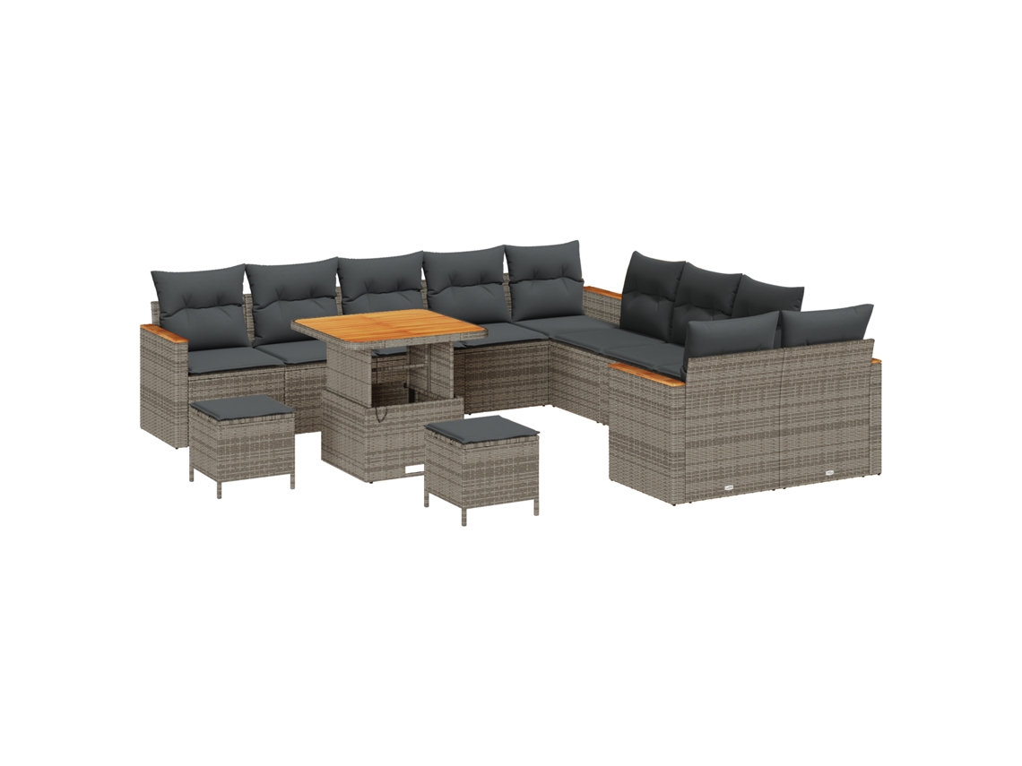 Conjunto 13 Sofá De Jardim Vidaxl Cinzento Vime Pe (80 X 80 X 71 Cm)