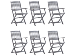 Maison Exclusive - Cadeiras Exterior Dobráveis C/ Almofadões 6 Pcs Acácia Maciça