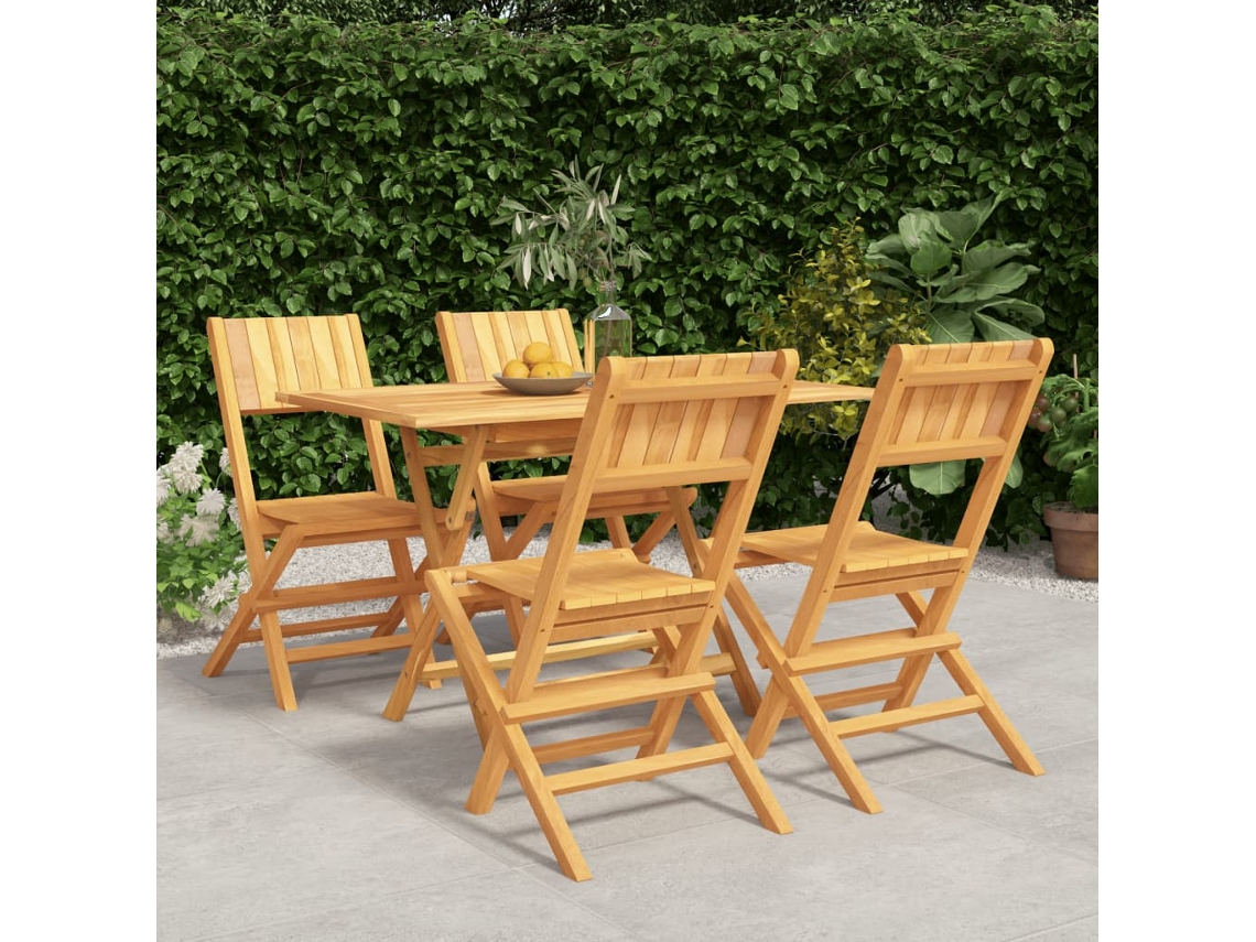 Conjunto 5 Peças Jantar P/ Jardim Madeira De Teca Sólido Dkd Home Decor