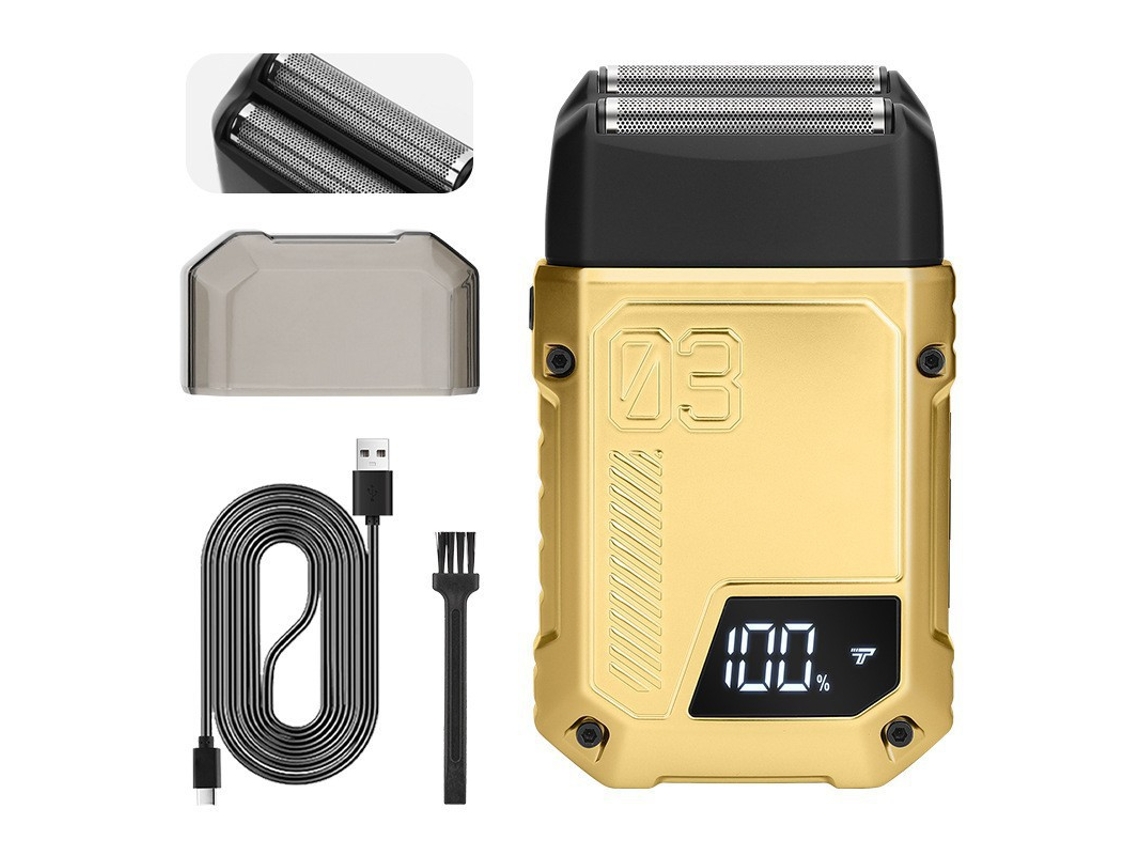 Barbeador Elétrico De Lâmina Recíproca Para Homens, 3 Níveis De Velocidade (dourado) Czhhmart