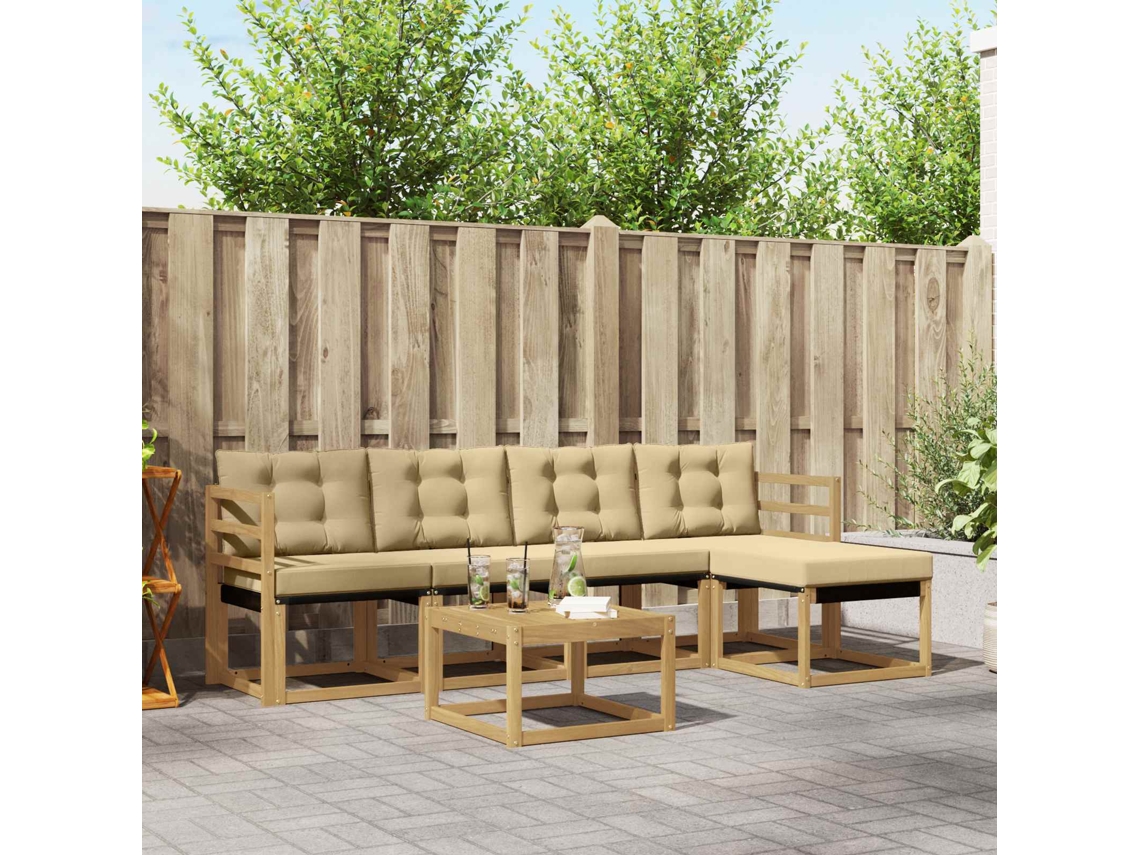 Vidaxl Conjunto De Sofás Para Exterior 6 Unid. Branco E Bege