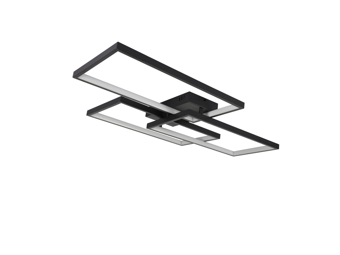 Nettlife Led Plafon Metálico Preto 72 W 80 Cm Para Lâmpada Moderna Para Regulável Com Controlo Remoto Design Retangular Para S