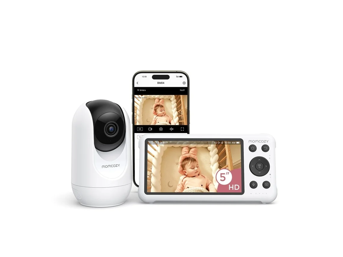 Momcozy Monitor De Bebé Wifi Com 1 Câmaras, 5'' 1080p, Aplicação, Zoom 4x, Deteção De Movimento E Choro(bm04)