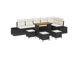 Conjunto 10 Móveis De Jardim Vidaxl Preto Vime Pe (319 X 154 X 85 Cm)