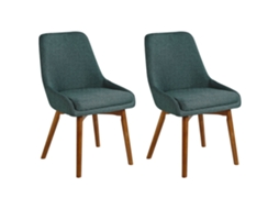 Conjunto De Cadeiras Para Refeições Beliani Melfort De Tecido Verde Escuro 50x58x82