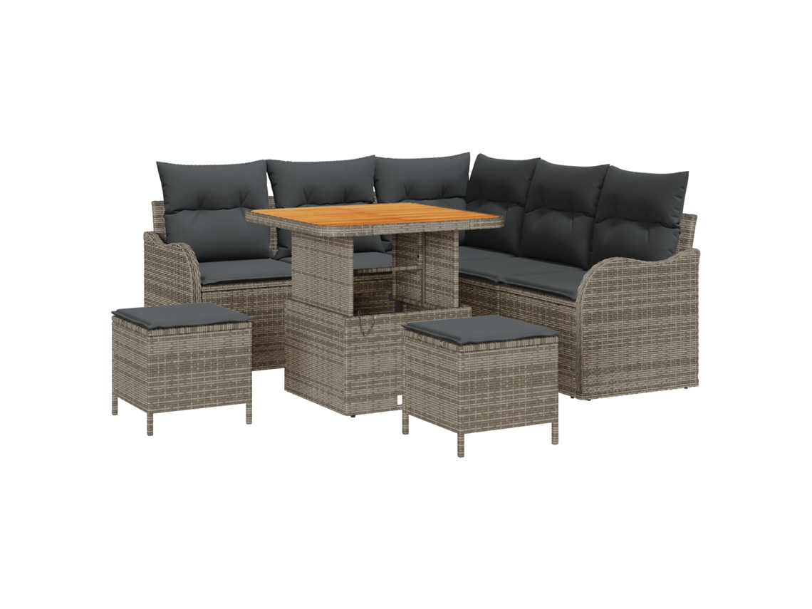 Conjunto 8 Sofá De Jardim Vidaxl Cinzento Vime Pe (80 X 80 X 71 Cm)