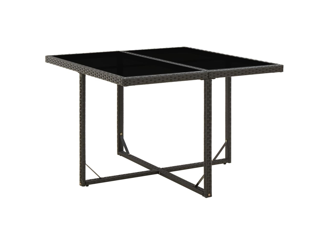 Vidaxl Mesa De Jardim 109x107x74 Cm Vime Pe E Vidro Preto