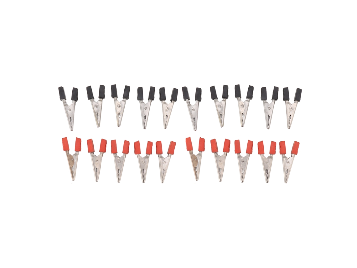 Grampos Crocodilo Vermelho Preto 1cm Abertura Aço Inox