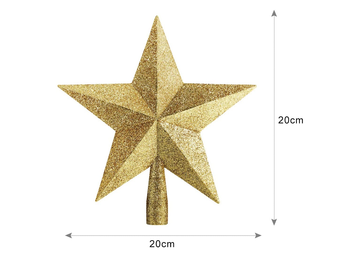 Estrela Para Topo De Árvore De Natal (dourada, 20cm) Eoocoo