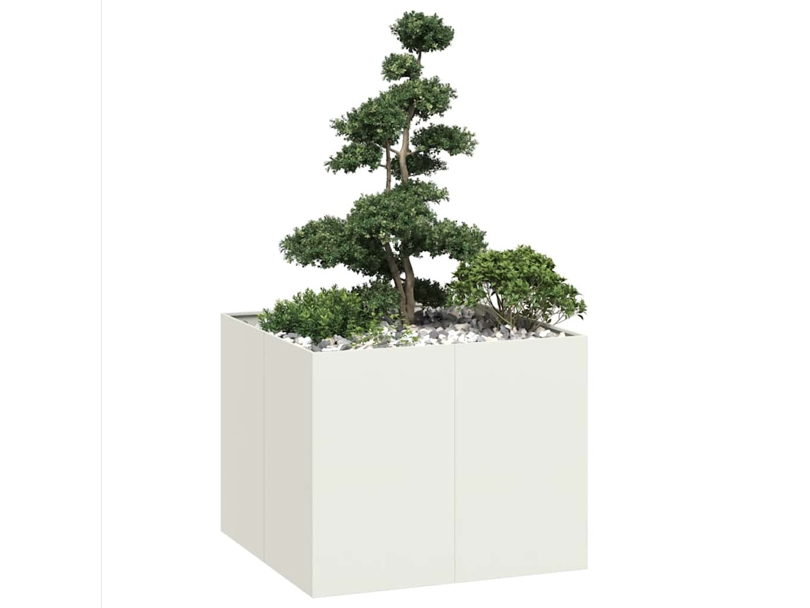 Vidaxl Vaso Floreira 100x100x80 Cm Aço Branco