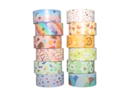 Fita Adesiva Washi, 12 Rolos, Washi, Com Estampa De Flor Dourada, Ideal Scrapbooking