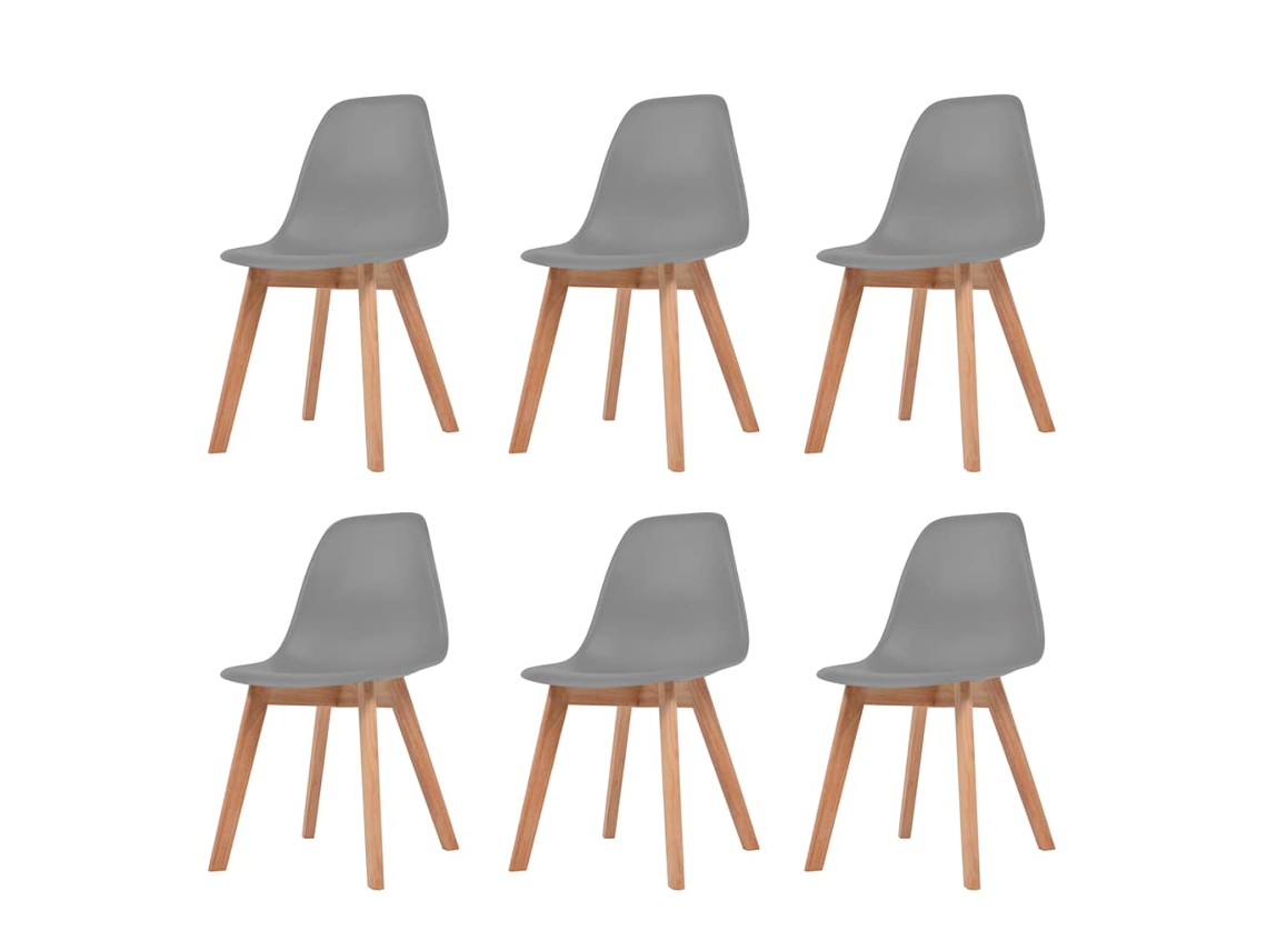 Vidaxl Cadeiras De Jantar 6 Pcs Plástico Cinzento
