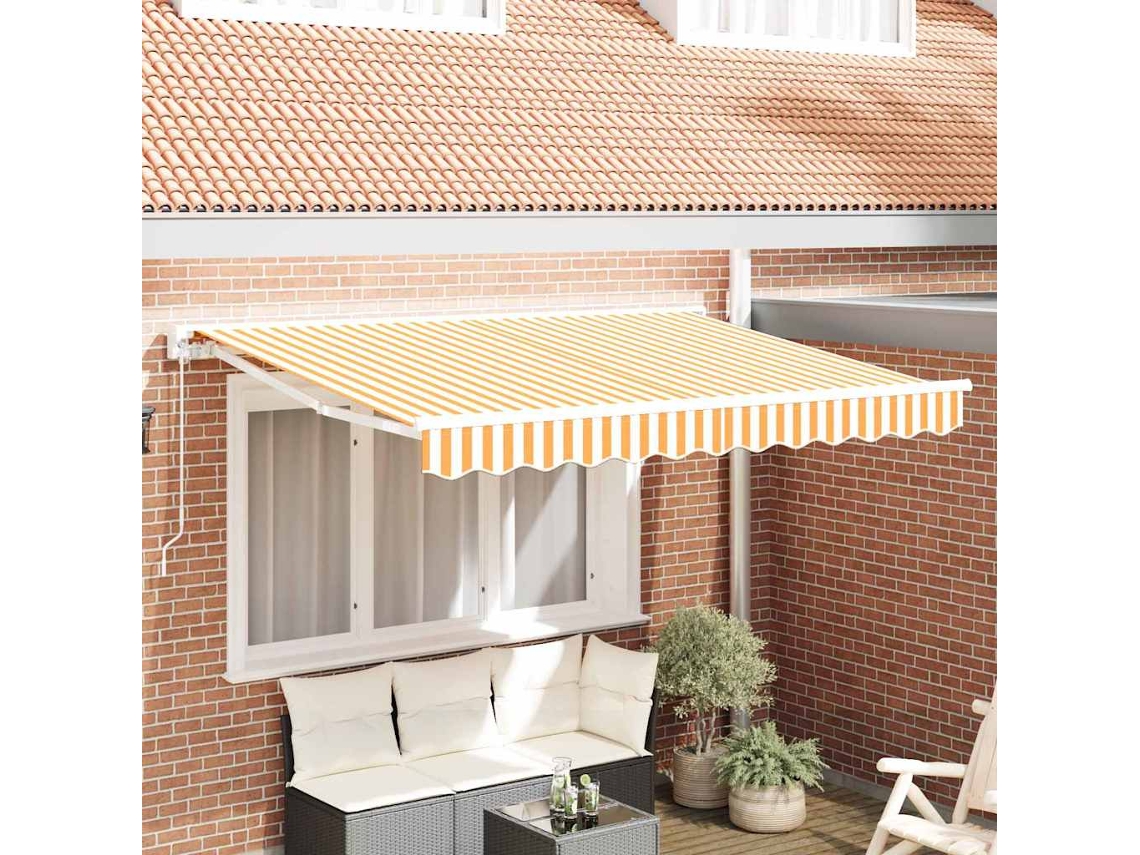 Vidaxl Tecido De Substituição Para Toldo Amarelo E Branco 3,5 X 2 M