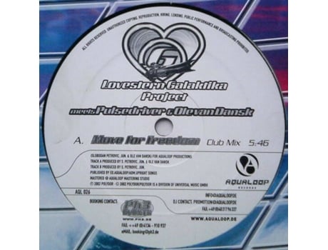 Move For Freedom, Lovestern Galaktika Project Meets Pulsedriver Ole Van Dansk | Media Condition Very Good Plus | 1 X Vinyl 12 Aqualoop Records (vg)