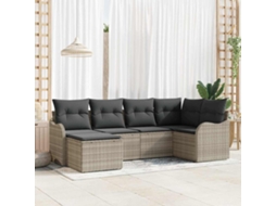 Vidaxl Conjunto De Sofá De Jardim 6 Unid. Cinzento-claro Vime Pe