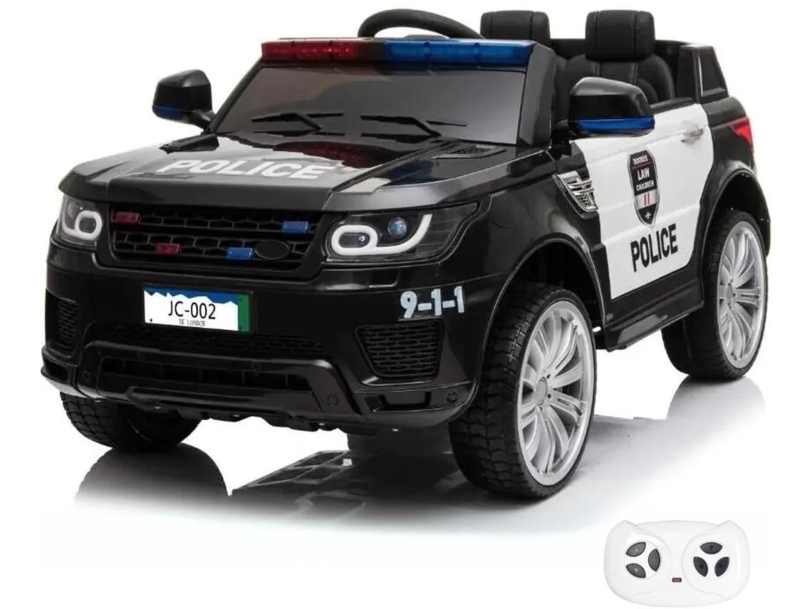 Carro Elétrico Para Crianças De Polícia - Estilo Land Rover - 12v - 1 A 6 Anos - Preto