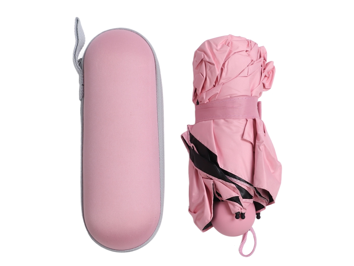 Guarda chuva Cápsula 8 Costelas Dobrável 5 Vezes Protetor Solar UV Resistente Rosa Claro