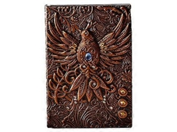 Caderno A5 com design retrô de listras de fênix em relevo Slowmoose (bronze vermelho)