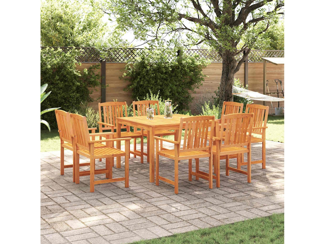 Vidaxl Conjunto De Jantar Para Jardim 9 Unid. Castanho