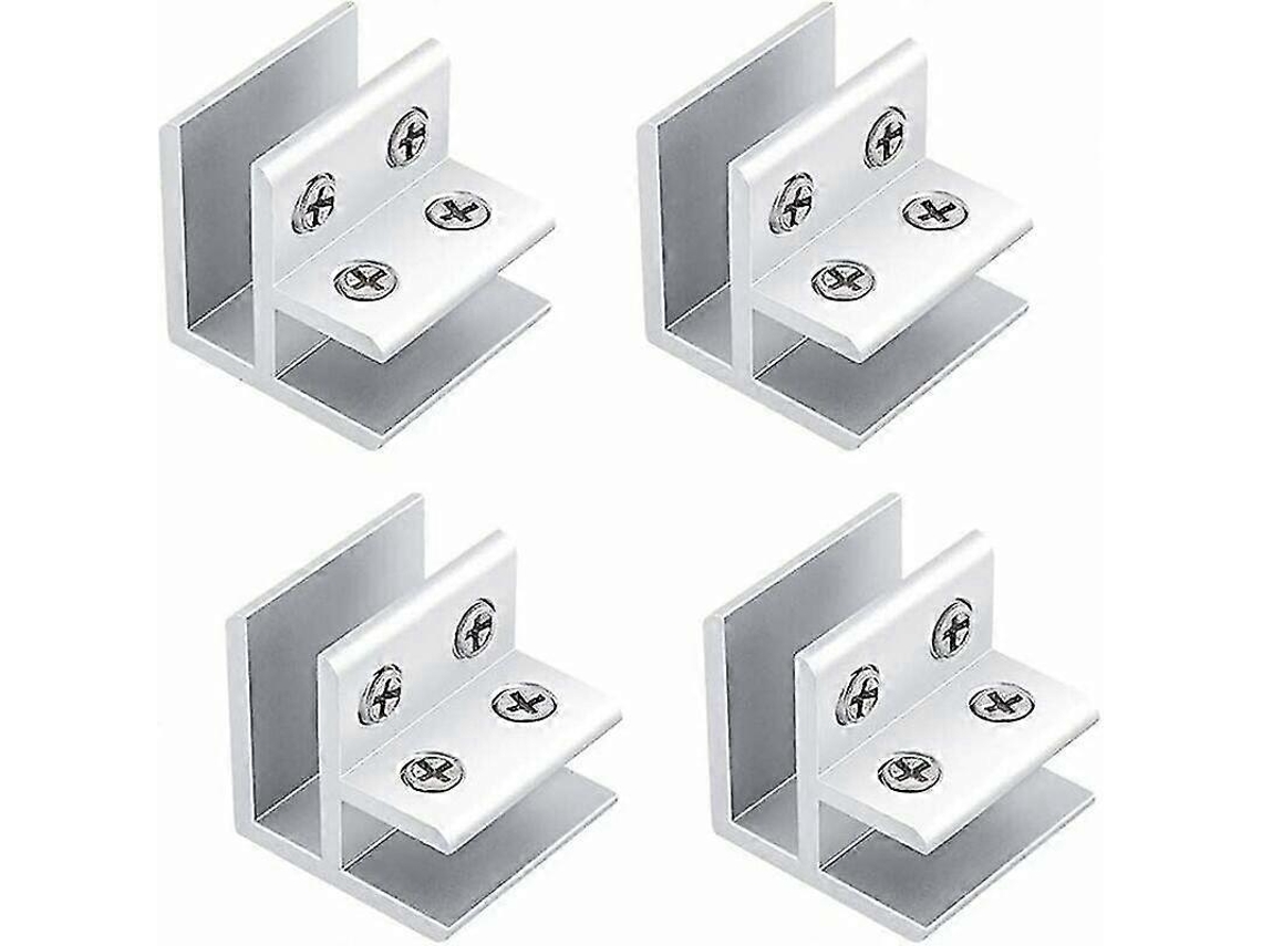 Conjunto de 4 Abrazaderas de Vidrio de 90 Grados para Espesor 8 10mm Material Aluminio Resistente Y Anticorrosivo