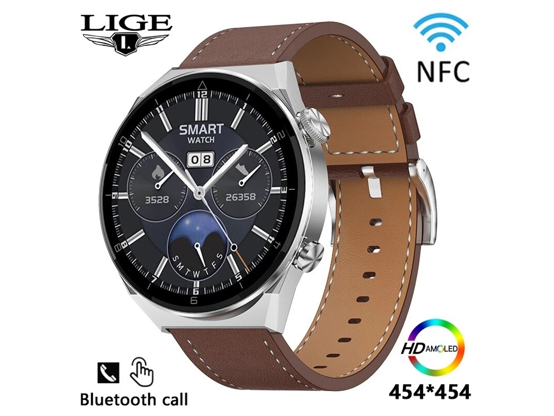 454454 Tela Hd Negócios Relógio Inteligente Homens Nfc Carregador Sem Fio À Prova D Água Chamada de Discagem Smartwatch para Android Ios