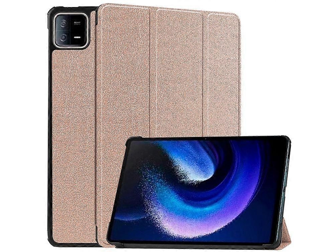 Capa Para Tablet Xiaomi Pad 6 Com Suporte Triplo E Função De Ativação/desativação Automática Em Couro.