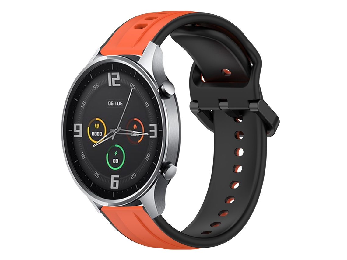 Xiaomi MI Watch Color 22mm Loop Convexo Pulseira de relógio de silicone de duas cores (laranja + preto)