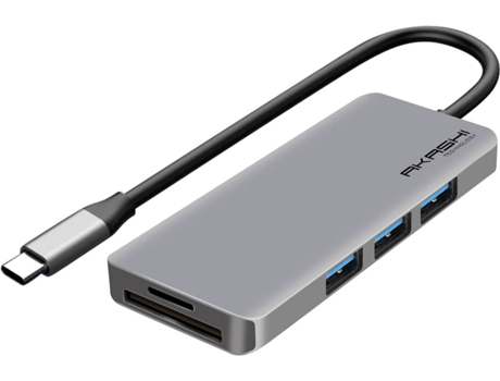 Hub AKASHI ALTHUB7IN1TC (USB-C - Cinzento)