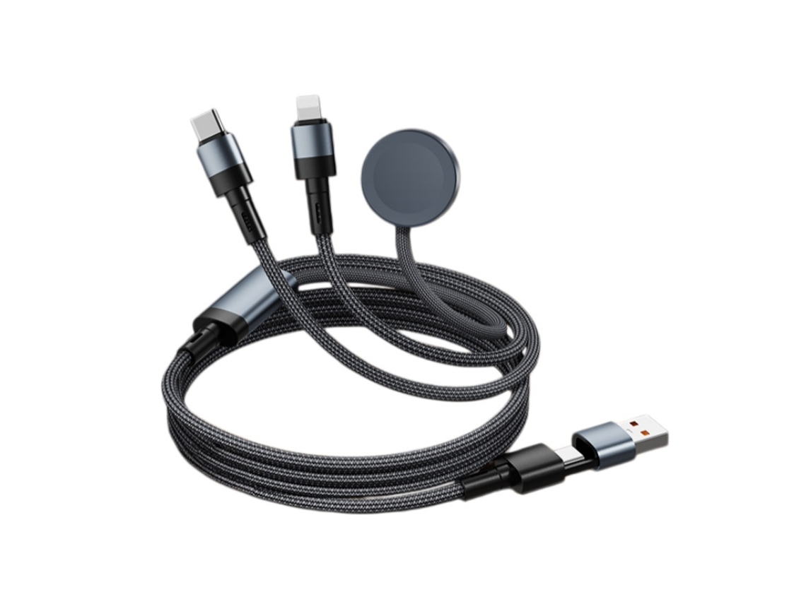 Elysve Cabo Carregador Multifunções 100w, Compatível Com Iphone, Android E Apple Watch
