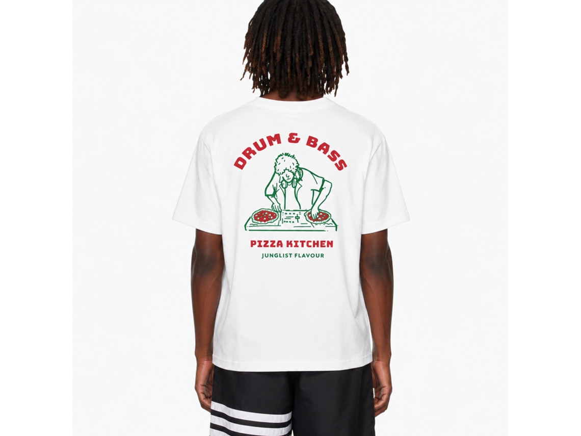 Camiseta Rockinstone Drum Bass Pizza Kitchen Danswrk com design exclusivo e exclusivo.