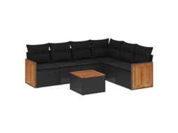 Maison Exclusive - 7 Pcs Conjunto De Sofás P/ Jardim C/ Almofadões Vime Pe Preto