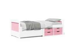 Sofá cama con 5 cajones sin colchón 90x200 cm Irun Blanco Rosa
