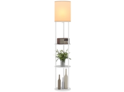 Candeeiro De Pé Com Prateleiras 3 Temperaturas De Cor Controlo Remoto E Casquilho E27 Ø29x158 Cm Branco