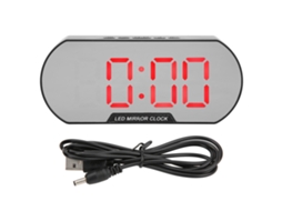 Reloj Despertador Digital Led Con Espejo de Maquillaje Usb Batería para Niños Mayores Dormitorio Oficina Hogar Escuela Rojo