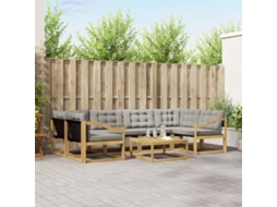 Vidaxl Conjunto De Sofás Para Exterior 7 Pcs Branco E Cinzento-claro