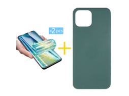 Pack 2 x Película de Hidrogel + Capa GANDY Apple iPhone 16 Pro Max Silicone Líquido Verde Escuro