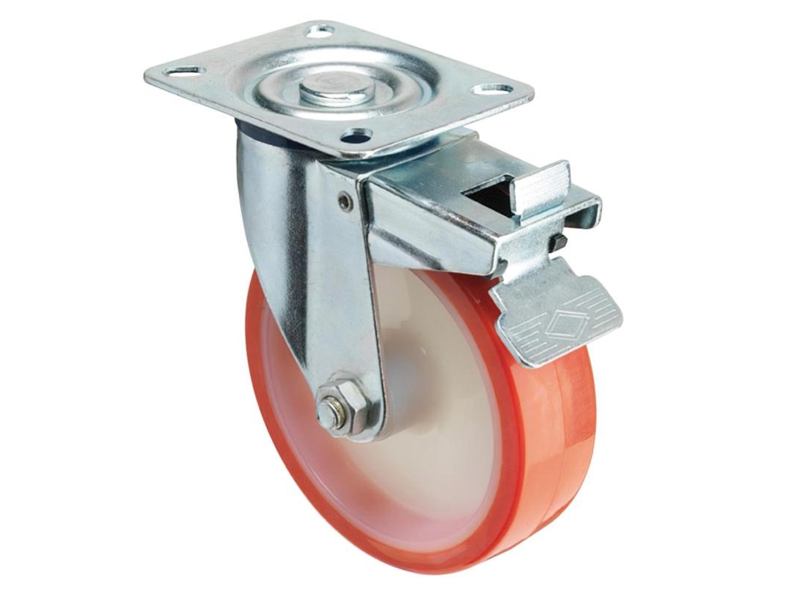 Roda Industrial Placa de Poliuretano Com Freio 125 mm WOLFPACK LINEA PROFESIONAL