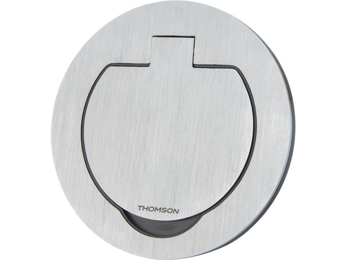 Tomada Simples Thomson Redonda Ip55 Metal Escovado 16a 2pt